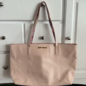 Betsey Johnson Blush Pink Tote Bag Large Purse Floral Interior Gold Logo